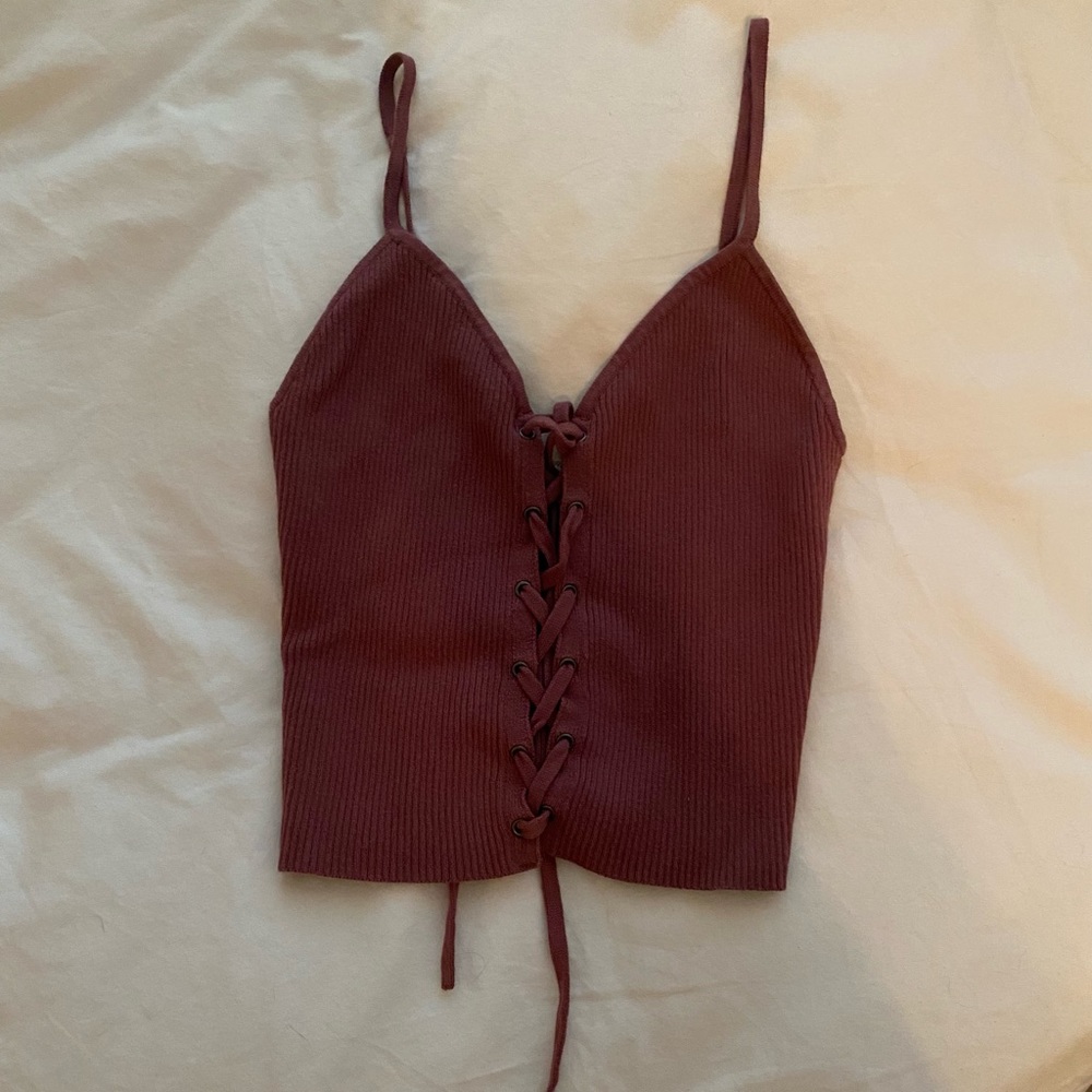 LA Hearts Lace-Up Crop Top